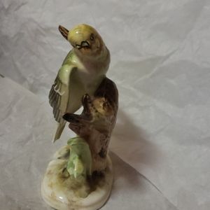 Enesco Green Yellow Porcelain Parrot Tropical Bird